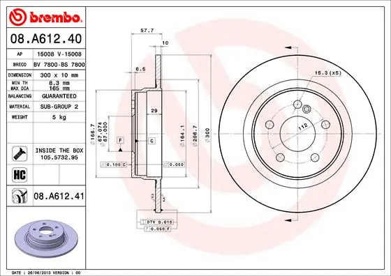 Exclusieve Aanbieding Remschijven Brembo 08.A612.41