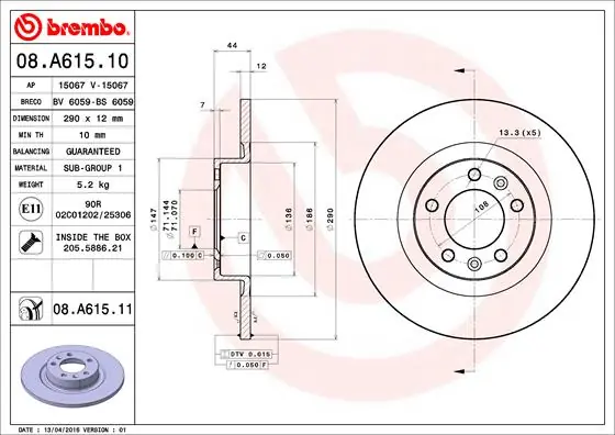 Koopje Remschijven Brembo 08.A615.11