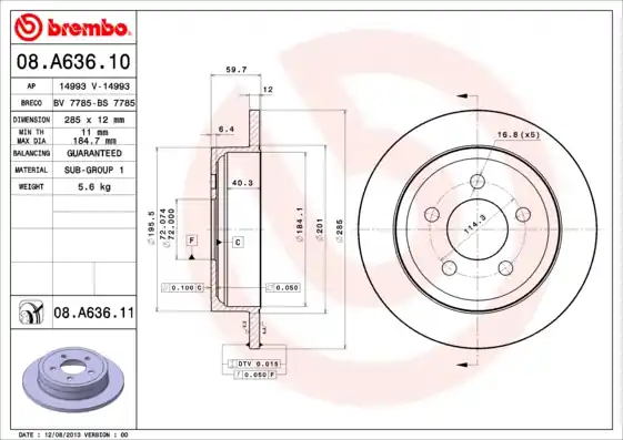 Nieuw Model Remschijven Brembo 08.A636.11