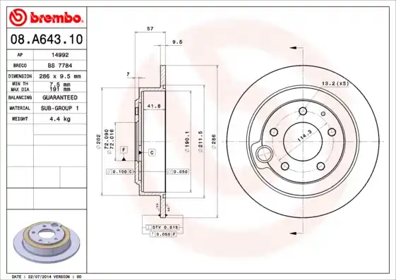 Rechtstreeks Van De Fabrikant Remschijven Brembo 08.A643.10