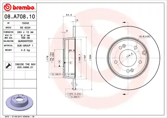 Betaalbaar Remschijven Brembo 08.A708.10