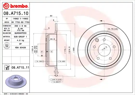 Superprijs Remschijven Brembo 08.A715.11