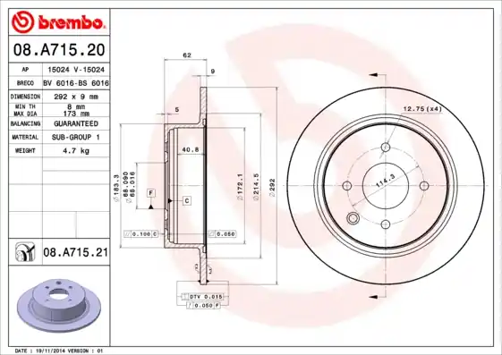 Koop Vandaag Remschijven Brembo 08.A715.21