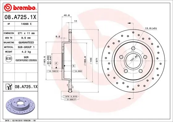 Gratis Retour Remschijven Brembo 08.A725.1X