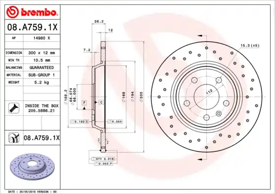 Beste Prijs Remschijven Brembo 08.A759.1X