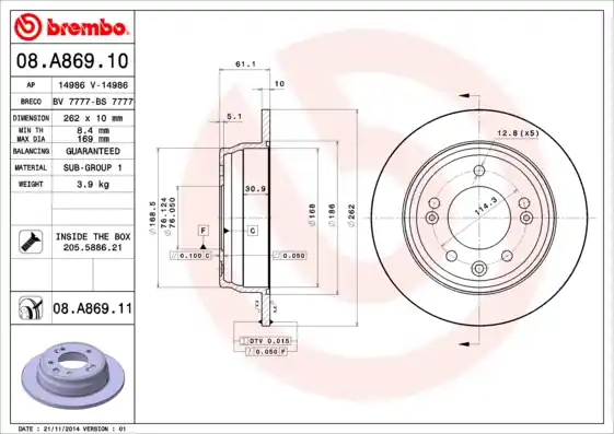 Shop Nu Remschijven Brembo 08.A869.11