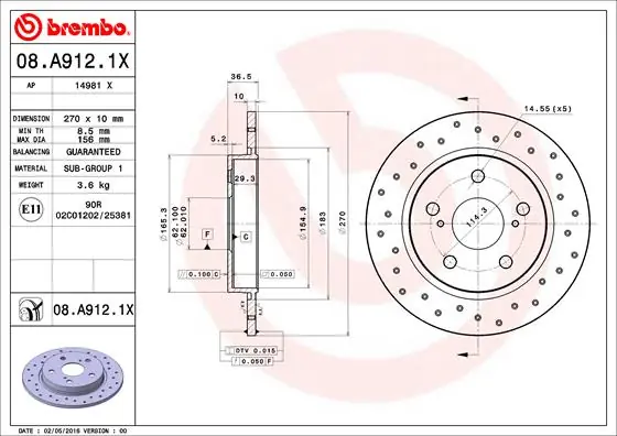 Remschijven Brembo 08.A912.1X Bestel Nu