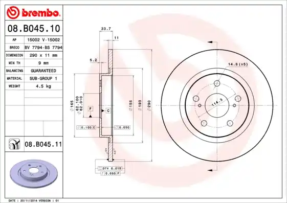 Uitverkoop Remschijven Brembo 08.B045.11