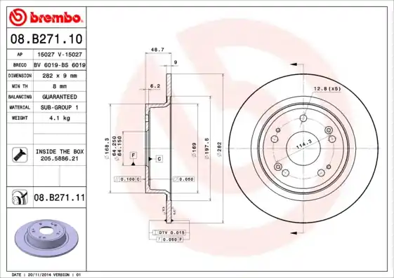 Op = Op Remschijven Brembo 08.B271.11