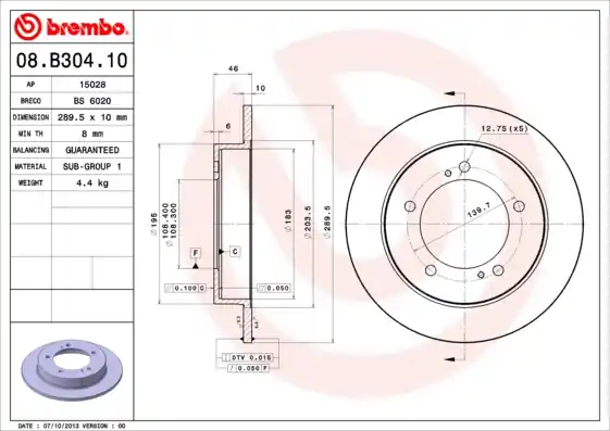 Remschijven Brembo 08.B304.10 Professioneel