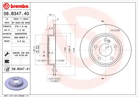 Nu Kopen Remschijven Brembo 08.B347.41