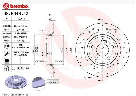 Geld-Terug-Garantie Remschijven Brembo 08.B348.4X