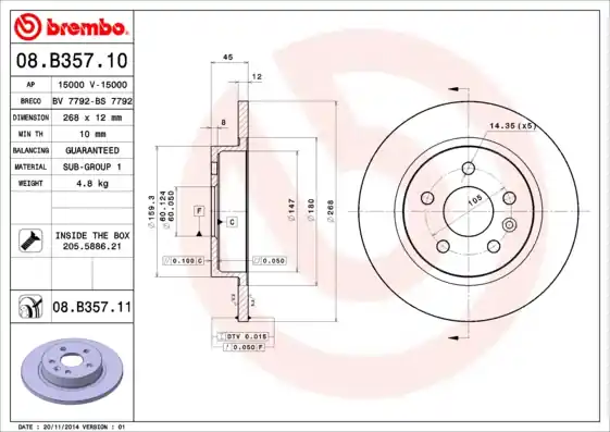 Remschijven Brembo 08.B357.11 Budget
