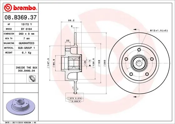 Exclusieve Aanbieding Remschijven Brembo 08.B369.37