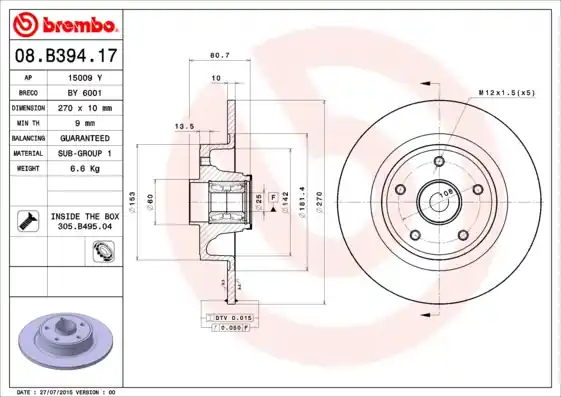 Finale Uitverkoop Remschijven Brembo 08.B394.17