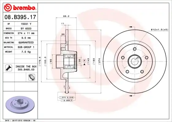 Veilige Betaling Remschijven Brembo 08.B395.17