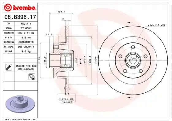 Finale Uitverkoop Remschijven Brembo 08.B396.17