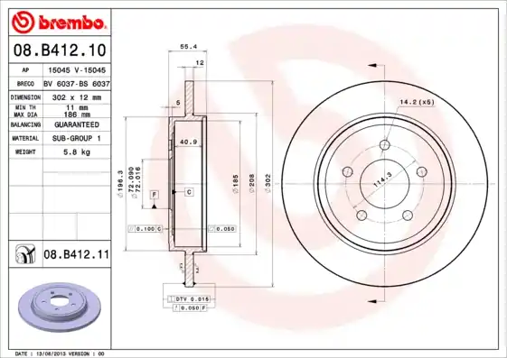 Bulkbestelling Remschijven Brembo 08.B412.11