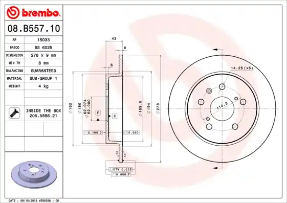 Aanbieding Remschijven Brembo 08.B557.10