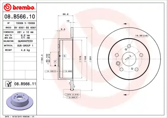 Betrouwbaar Remschijven Brembo 08.B566.11