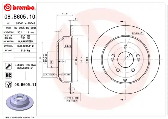 Lage Kosten Remschijven Brembo 08.B605.11