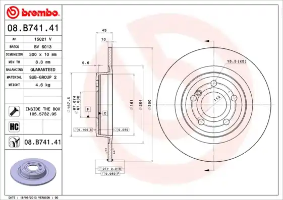Plaats Bestelling Remschijven Brembo 08.B741.41