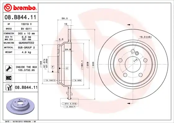 Remschijven Brembo 08.B844.11 Aanbieding