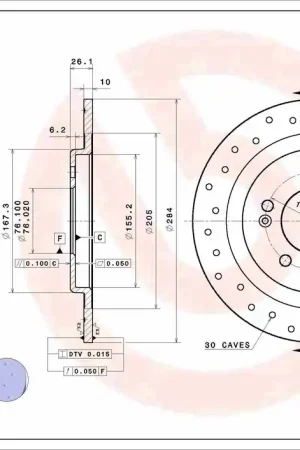 Luxe Remschijven Brembo 08.C250.1X