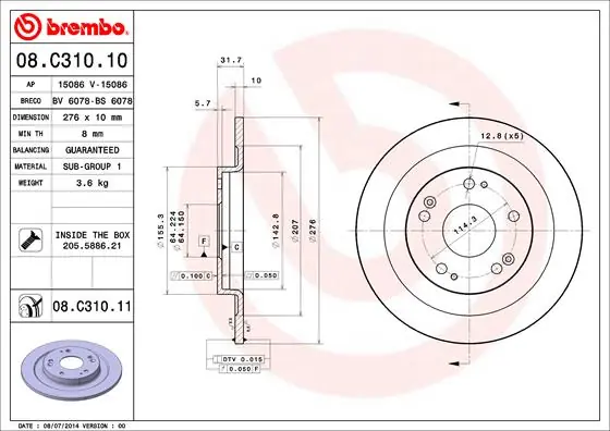 Voordeelprijs Remschijven Brembo 08.C310.11