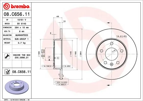 Remschijven Brembo 08.C656.11 Tijdelijk Beschikbaar