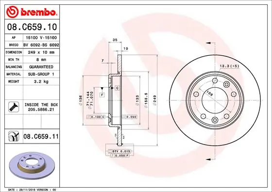 Remschijven Brembo 08.C659.11 Nieuw