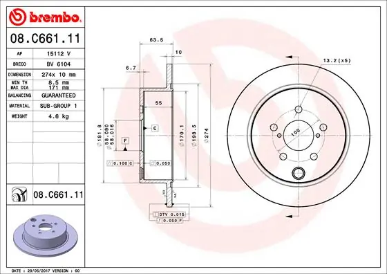 Weekendaanbieding Remschijven Brembo 08.C661.11