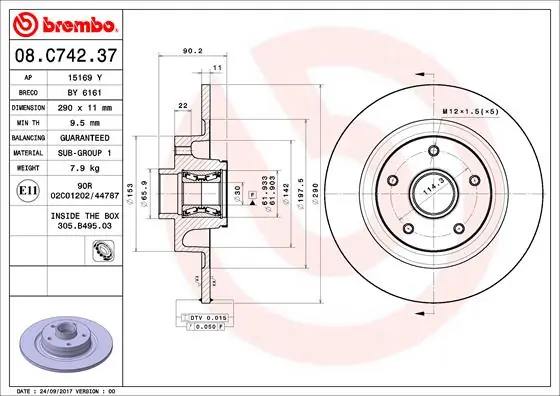 Luxe Remschijven Brembo 08.C742.37