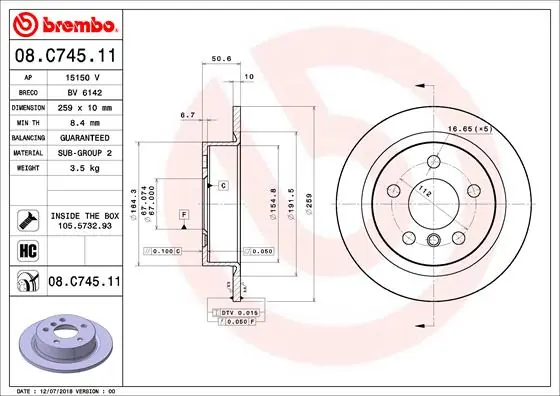 Finale Uitverkoop Remschijven Brembo 08.C745.11