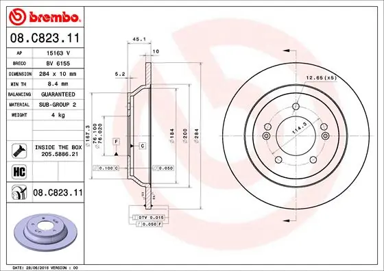 Remschijven Brembo 08.C823.11 Handgemaakt