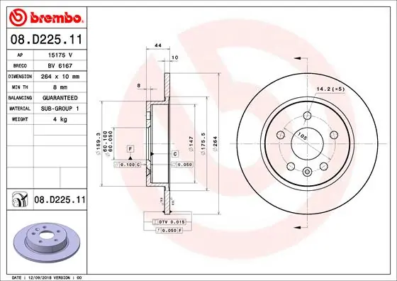 Remschijven Brembo 08.D225.11 Bestel Nu