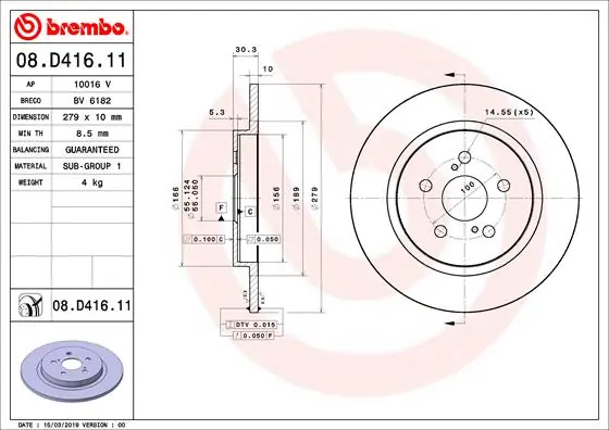 Wereldwijde Verzending Remschijven Brembo 08.D416.11