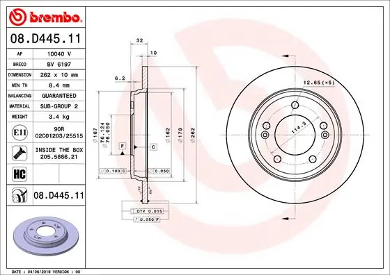 Direct Beschikbaar Remschijven Brembo 08.D445.11