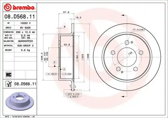 Remschijven Brembo 08.D568.11 Veilige Betaling