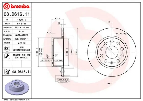 Gereduceerde Prijs Remschijven Brembo 08.D616.11