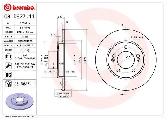 Remschijven Brembo 08.D627.11 Shop Nu