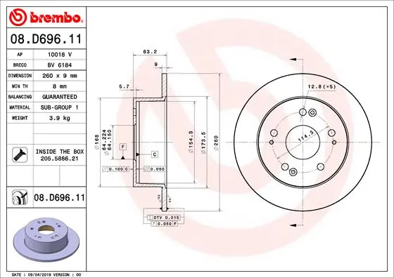Gratis Retour Remschijven Brembo 08.D696.11