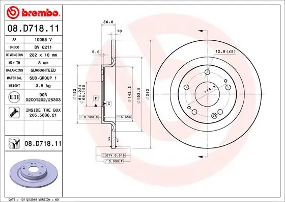 Remschijven Brembo 08.D718.11 Gecertificeerd