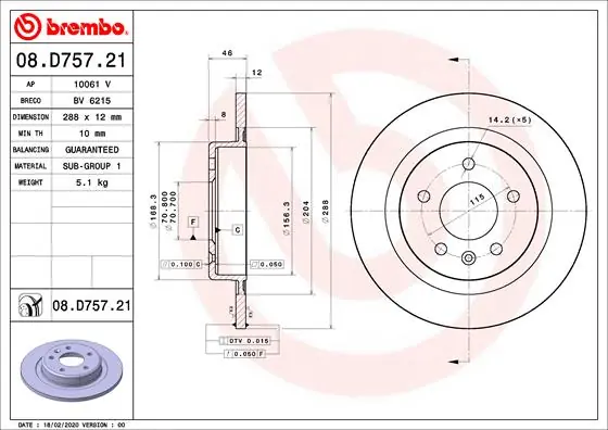 Bestseller Remschijven Brembo 08.D757.21