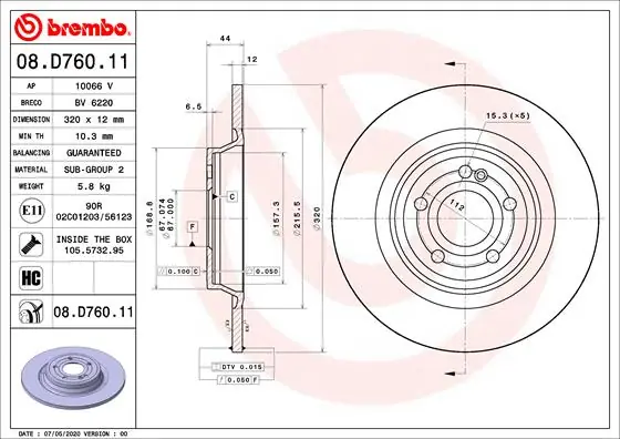 Betrouwbaar Remschijven Brembo 08.D760.11