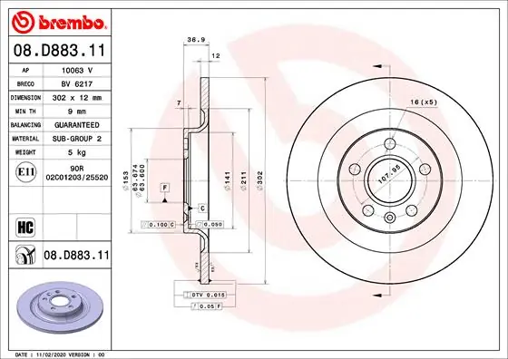 Favoriet Remschijven Brembo 08.D883.11