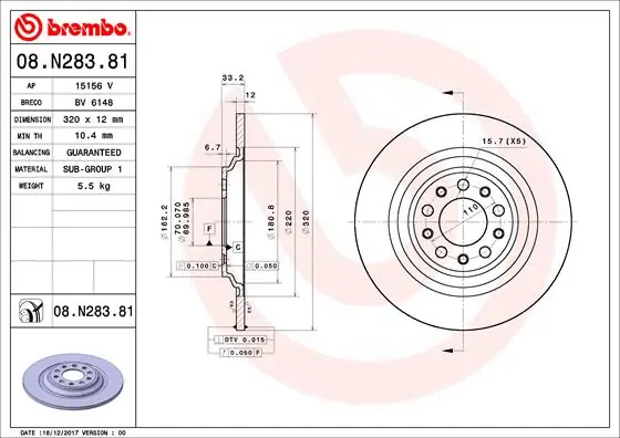 Betaalbaar Remschijven Brembo 08.N283.81