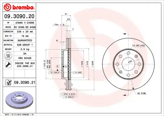Remschijven Brembo 09.3090.20 In De Mode