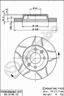 Remschijven Brembo 09.3148.75 Exclusieve Aanbieding