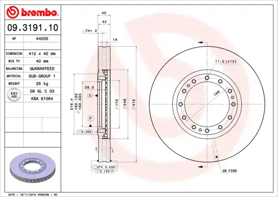 Remschijven Brembo 09.3191.10 Bulkbestelling